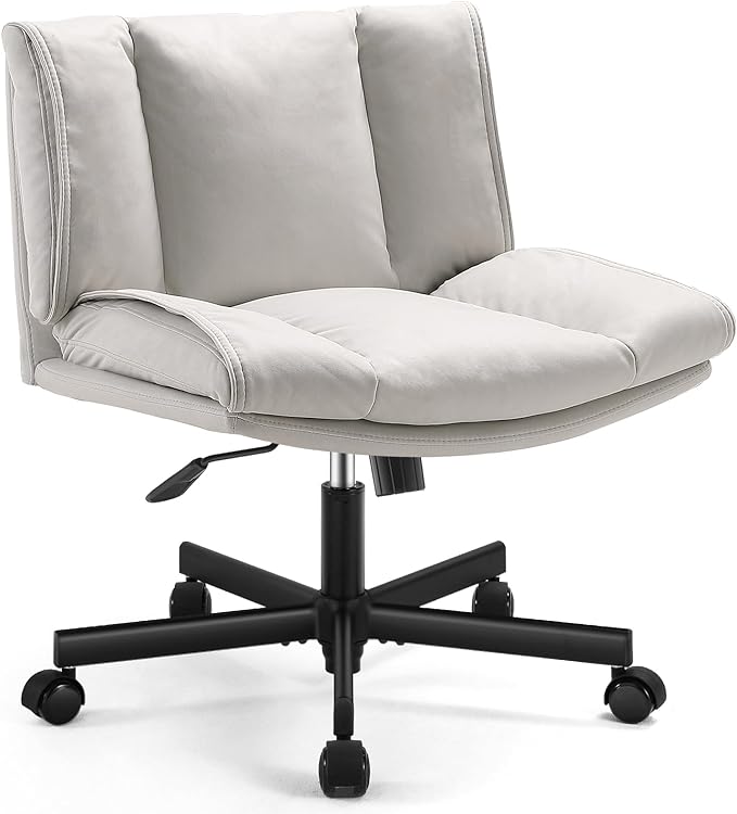 LEAGOO Armless Desk Chairs with Wheels Office Chair Vanity Chair with Technical Cloth Adjustable Swivel Computer Task Chairs for Home Base, Bedroom, Small Space, Make up - LeafyLoom