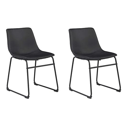 Signature Design by Ashley Centiar Mid Century Round Dining Room Table, Gray & Black and Bucket Chairs, 2 Count, Black - LeafyLoom
