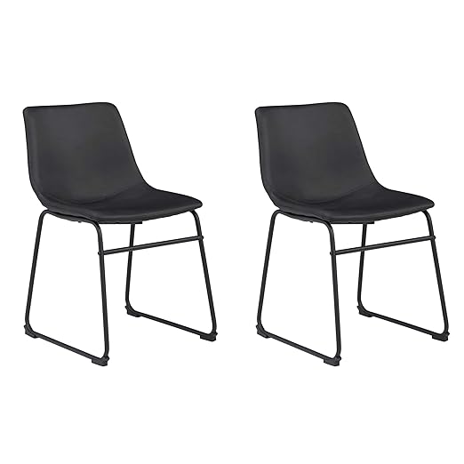 Signature Design by Ashley Centiar Mid Century Round Dining Room Table, Gray & Black and Bucket Chairs, 2 Count, Black - LeafyLoom