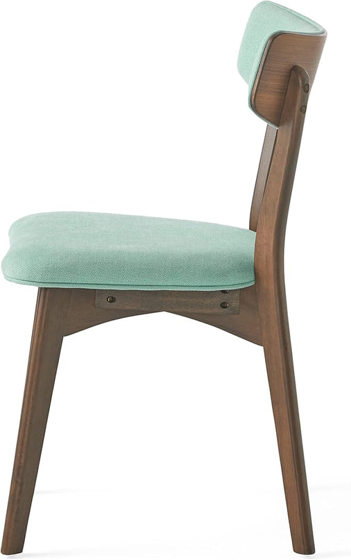 Christopher Knight Home Megann Mid-Century Wood Dining Set with Fabric Chairs, 5-Pcs Set, Natural Walnut / Mint - LeafyLoom