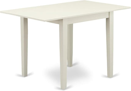 East West Furniture NDGA3-LWH-35 Norden 3 Piece Dinette Set for Small Spaces Contains a Rectangle Dining Table with Dropleaf and 2 Doeskin Fabric Upholstered Chairs, 30x48 Inch, Linen White - LeafyLoom