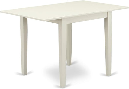 East West Furniture 1NDAB3-LWH-64 3 Piece Kitchen Set Contains a Rectangle Room Table with Dropleaf and 2 White Faux Leather Parsons Dining Chairs, 30x48 Inch - LeafyLoom