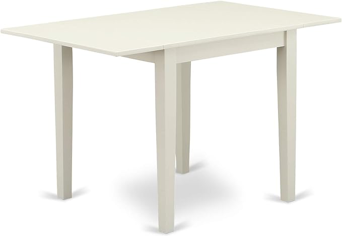 East West Furniture 1NDAB3-LWH-64 3 Piece Kitchen Set Contains a Rectangle Room Table with Dropleaf and 2 White Faux Leather Parsons Dining Chairs, 30x48 Inch - LeafyLoom