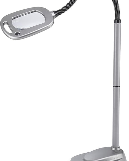 LIGHT IT! By Fulcrum, 20072-401 MultiFlex 12-LED Floor Magnifier Lamp, Silver, Single Pack - LeafyLoom