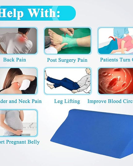 Wedge Pillow for Bed Sores Positioning Elderly Medical Bolsters Incline Foam Body Positioners Wedge Back Support Pillows After Surgery Pregnancy Side Sleeping Prevent Back Pain (23.62 Inch) - LeafyLoom