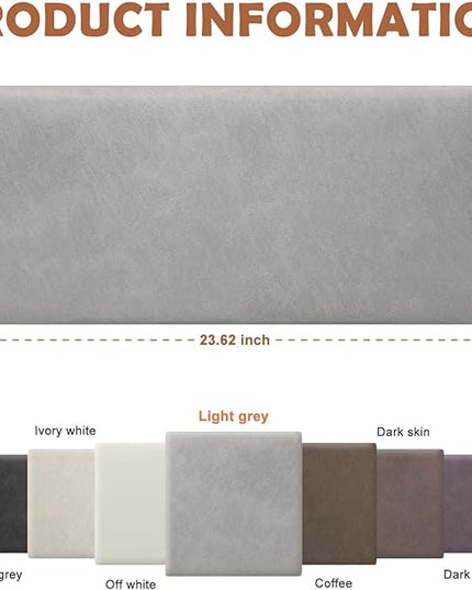 Wall Mounted Upholstered Headboard King, 3D Peel and Stick Soundproof Wall Panels, Reusable and Removable Padded Headboard Leather Bed Headboard, 12 Panels Headboard 9.84" x 23.62", Light Grey - LeafyLoom
