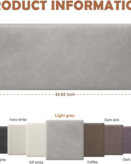 Wall Mounted Upholstered Headboard Queen, 3D Peel and Stick Soundproof Wall Panels, Reusable and Removable Padded Headboard Leather Bed Headboard, 9 Panels Headboard 9.84" x 23.62", Light Grey - LeafyLoom