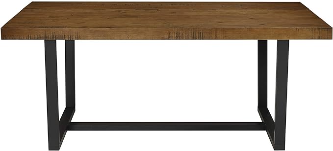 Walker Edison Andre Modern Solid Wood Dining Table, 72 Inch, Rustic Oak - LeafyLoom