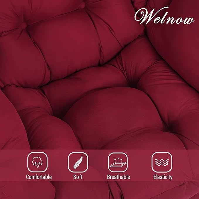 Welnow Lazy Chair with Ottoman, Modern Lounge Accent Chair with Armrests and a Side Pocket, Leisure Upholstered Sofa Chair Set, Reading Chair with Footrest for Small Space, Burgundy - LeafyLoom