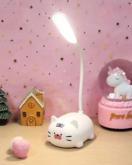 Kids Lamp, Cute LED Desk Lamp for Kids, Mini Animal Night Light, USB Rechargeable Flexible Cartoon Lamp Eye-Care Lighting for Bedroom (Tiger G, White) - LeafyLoom