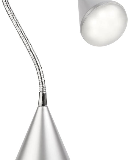 OttLite Cone LED Desk Lamp with Flexible Neck (Silver) - Lightweight & Adjustable Wide Angle Spread Desk Lamp with Energy-Efficient Natural Daylight LEDs for Home Office, Desk, & Dorms - LeafyLoom
