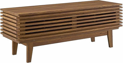 Modway Render 46" Mid-Century Modern Low Profile TV Stand in Walnut, 46 Inch - LeafyLoom