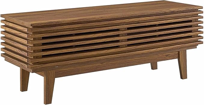Modway Render 46" Mid-Century Modern Low Profile TV Stand in Walnut, 46 Inch - LeafyLoom