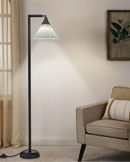 Floor Lamp for Living Room, Bendable Head Linen Shade Floor Lamps, 3 Color Temperature Footswitch Stand Light, Modern Pole Lamp for Living Room Bedroom, 9W Bulb Included - LeafyLoom