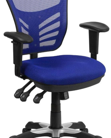 Flash Furniture Nicholas Mid-Back Swivel Office and Gaming Chair, Ergonomic Mesh Office Chair with Adjustable Lumbar Support and Height, Blue - LeafyLoom