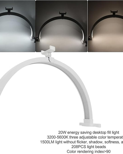 Dpofirs 20 Inch Lash Light, LED Half Moon Nail Desk Lamp, U Shaped Fill Light Floor Lamp, Half Moon Light Nail Lamp for Desk, Lash Tech Light, Manicure Led Light for Beauty Skincare (US - LeafyLoom