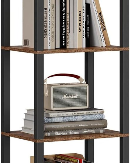 TUTOTAK 6 Tier Bookcase and Bookshelf, Narrow Book shelf with Door for Small Space, for Living Room, Office, Study, Entryway, Brown BS03BB006 - LeafyLoom