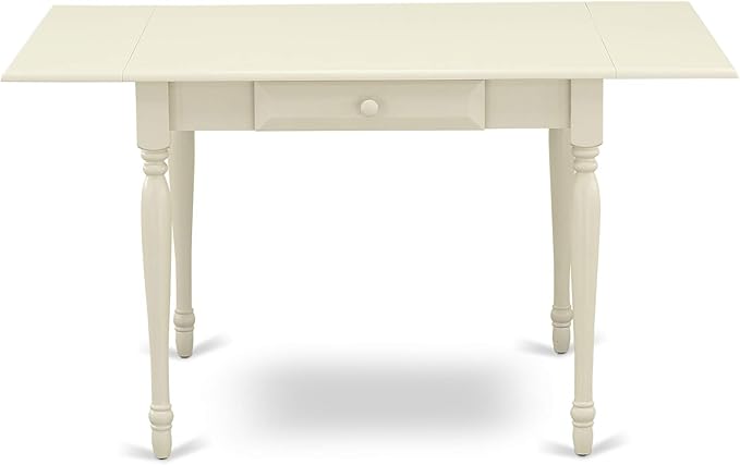 East West Furniture Monza Dining Rectangle Wooden Table Top with Dropleaf & Stylish Legs, 36x54 Inch, Linen White - LeafyLoom