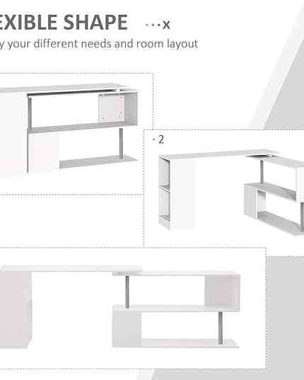 NicBex Kimberly-DW-00211-LWJ Home Office Desks, 55"x47.25"x30.75", White - LeafyLoom