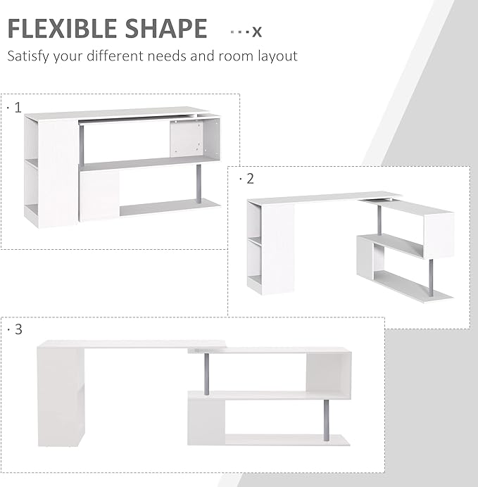 NicBex Kimberly-DW-00211-LWJ Home Office Desks, 55"x47.25"x30.75", White - LeafyLoom
