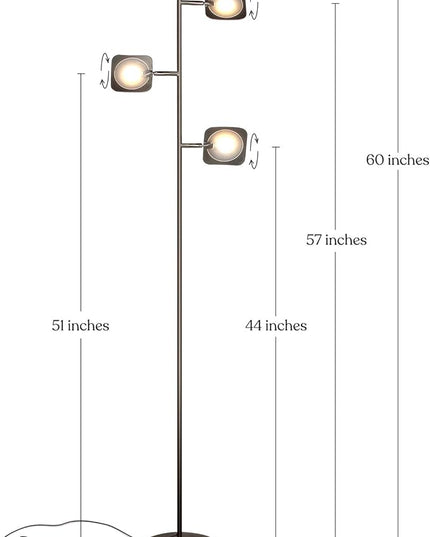Brightech Tree Floor Lamp for Living Rooms & Offices, Dimmable Standing Lamp for Bedroom Reading, LED Spotlight Floor Lamp, Tall Lamp with Adjustable Panels for Minimal Space Use - Bronze - LeafyLoom