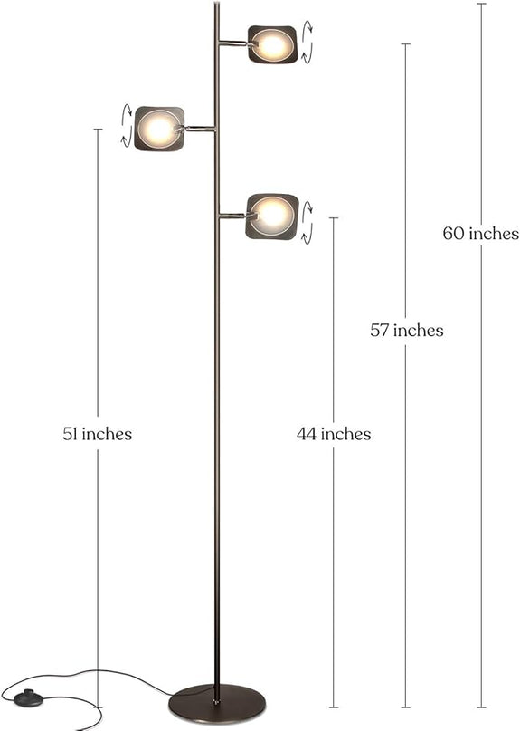 Brightech Tree Floor Lamp for Living Rooms & Offices, Dimmable Standing Lamp for Bedroom Reading, LED Spotlight Floor Lamp, Tall Lamp with Adjustable Panels for Minimal Space Use - Bronze - LeafyLoom