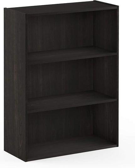 Furinno Pasir 3-Tier Open Shelf Bookcase, Dark Espresso - LeafyLoom