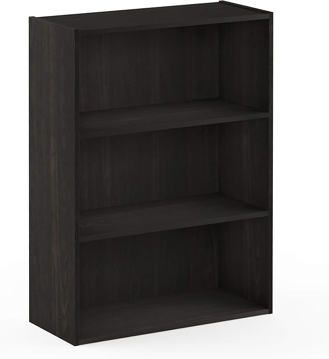 Furinno Pasir 3-Tier Open Shelf Bookcase, Dark Espresso - LeafyLoom