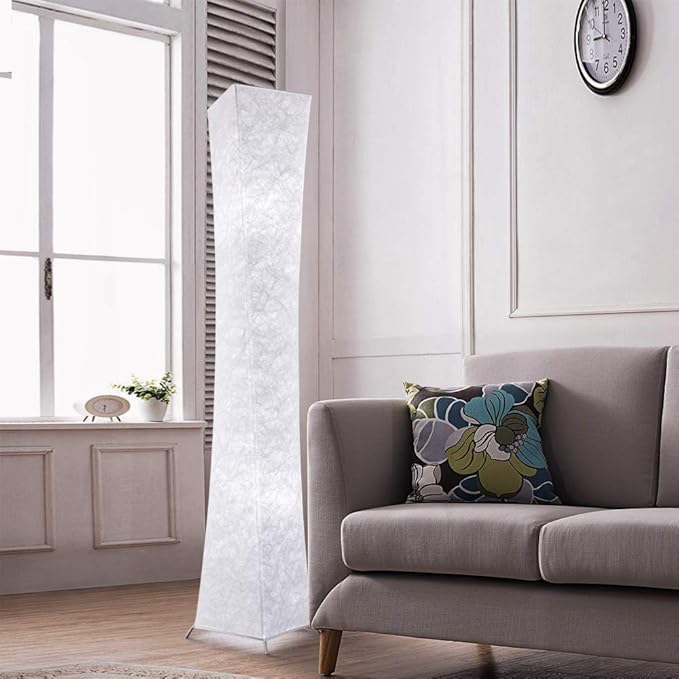 LEONC Design 65'' Creative LED Floor Lamp, Softlighting Minimalist Modern Contemporary with Fabric Shade & 2 Bulbs for Living Room Bedroom Warm Atmosphere(Tyvek Dupont 10 x 10 x 65 inch) - LeafyLoom