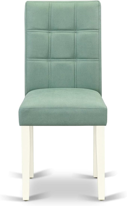 East West Furniture ANAS3-LWH-43 Antique 3 Piece Dining Set consists A Dinner Table and 2 Willow Green Linen White Faux Leather Parson Kitchen Chairs with Stylish Back, Finish, 36x36 Inch - LeafyLoom