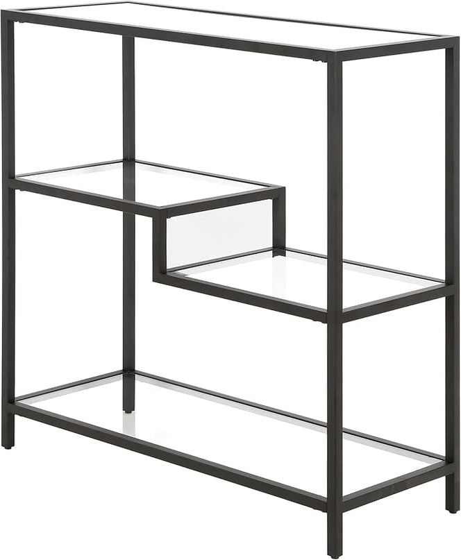 Henn&Hart 36" Tall Rectangular Bookcase in Blackened Bronze, for Home Office, Living Room - LeafyLoom