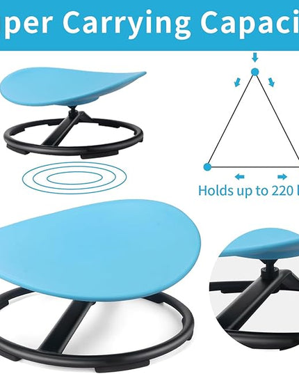 Kids Sensory Swivel Chair, Autism Sensory Chair, Spinning Chair for Autistic Kids, Small Space, Spin Seat, Metal Base, Non-Slip Design, Blue - LeafyLoom