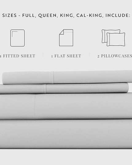 Linen Market Bed Sheets for King Size Bed (Light Gray) - Sleep Better Than Ever with These Soft and Cooling King Sheets - Deep Pocket Fits 16" Thick Beds - 4 Piece King Sheet Set - LeafyLoom