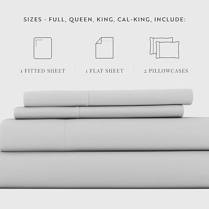 Linen Market Bed Sheets for King Size Bed (Light Gray) - Sleep Better Than Ever with These Soft and Cooling King Sheets - Deep Pocket Fits 16" Thick Beds - 4 Piece King Sheet Set - LeafyLoom