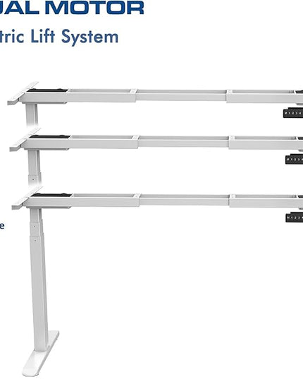 AIMEZO 71" W Standing Desk Frame, Dual Motor Electric Height Adjustable Sit Stand Desk Frame with 4 Memory Preset Button, USB Charging Port for Home Office (3 Tier Legs, White) - LeafyLoom
