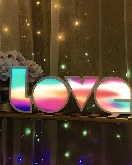 GUOCHENG LED Love Sign Lights - Love Marquee Signs Lamp Battery&USB Power Love Letters Decoration for Home Children Kids Bedroom Nursery,Valentine's Day Gifts(Colorful) - LeafyLoom