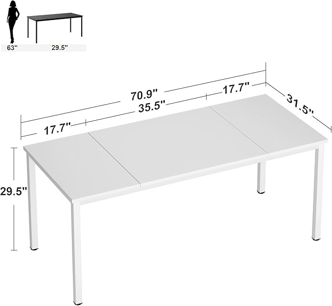 Need Large Computer Desk 70.8 x 31.5 inches Conference Table Large Office Desk Writing Table Workstation for Home Office,White 10FJGSAC3-180WW-ND - LeafyLoom