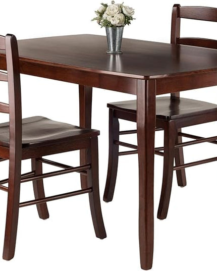 Winsome Inglewood 3-PC Set Table w/ 2 Ladderback Chairs Dining, Walnut - LeafyLoom