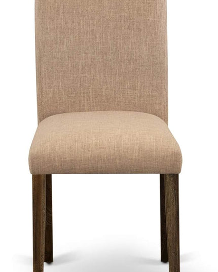 East West Furniture I3AB7-747 Irving 7 Piece Modern Dining Set Consist of a Round Wooden Table with Pedestal and 6 Light Sable Linen Fabric Parson Chairs, 48x48 Inch - LeafyLoom