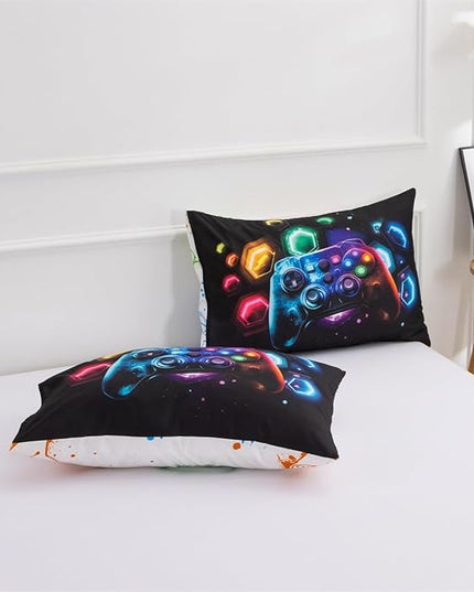 NTBED Game Console Comforter Set for Boys Girls Kids Space Universe Gaming Geometric Lightweight Microfiber Gamer Bedding Sets (Multi, Queen) - LeafyLoom