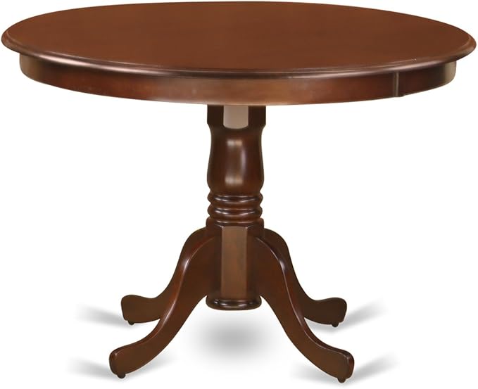 East West Furniture HLDU3-MAH-W 3 Piece Dining Set Contains a Round Dining Room Table with Pedestal and 2 Kitchen Chairs, 42x42 Inch, Mahogany - LeafyLoom