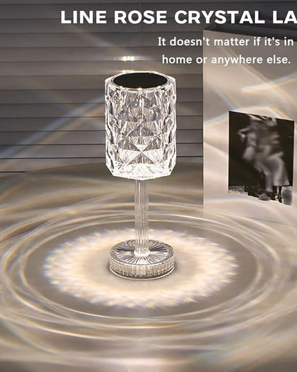 Portable Crystal Table Lamp,Acrylic Cordless LED Desk Lamp with Touch Control, 3 Color Touch Control Rechargeable Lamp, Night Light, Bedside Lamp,Dining Room Lamp (3 Color Crystal Lamp) - LeafyLoom