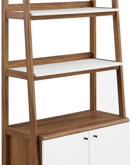 Modway Bixby Display Case, 33" Bookshelf, Walnut White - LeafyLoom
