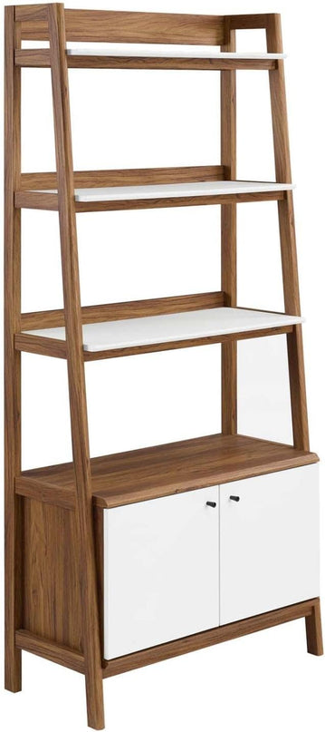 Modway Bixby Display Case, 33" Bookshelf, Walnut White - LeafyLoom