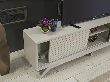 NicBex TV Stand for 60 Inch TV Modern TV Media Console Table with 2 Sliding Door Cabinet 2 Shelves,Entertainment Center with Storage for Living Room,67 Inch,Grey - LeafyLoom