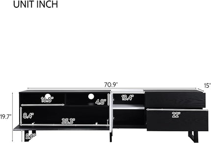 NicBex TV Stand for 80 Inch TV Modern TV Media Console Table with Double Storage Space and Drop Down Door,Entertainment Center with Storage for Living Room,Bedroom,70.9 Inch,Black - LeafyLoom