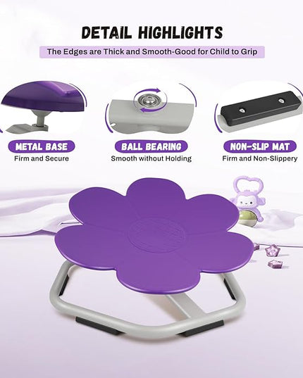 Kids Swivel Chair, Seat and Spinning Chair, Body Coordination Training Chair, Purple Petal Non Slip Sensory Toys 360° Spinning Chair for Autistic Kids Aged 3+, Improving Toddler's Physical Fitness - LeafyLoom