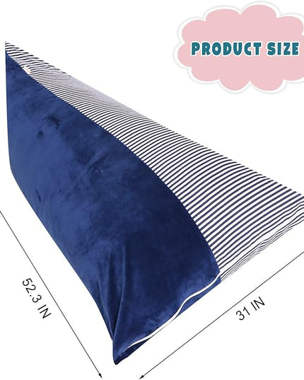 Stuffed Animal Storage Bean Bag Chair Cover, Velvet Canvas Blue Denim Plush Toy Storage Stuff and Sit Seat for Kids/Teens/Adults, 52" x 31" Extra Large Triangle Sofa, 200L/52Gal, Cover Only - LeafyLoom