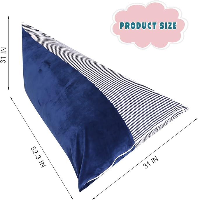 Stuffed Animal Storage Bean Bag Chair Cover, Velvet Canvas Blue Denim Plush Toy Storage Stuff and Sit Seat for Kids/Teens/Adults, 52" x 31" Extra Large Triangle Sofa, 200L/52Gal, Cover Only - LeafyLoom