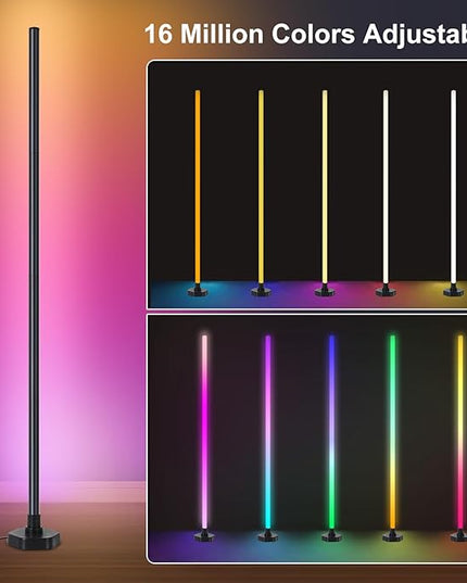 Smart Corner Floor Lamp,RGB LED Corner Lamp Compatible with Alexa & App,Remote Control,16 Million DIY Colors, Music Sync, Timer Setting for Living Rooms, Bedrooms and Gaming Rooms(2 Pack) - LeafyLoom